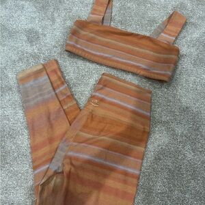 Beyond Yoga striped orange and Tan Women's matching set